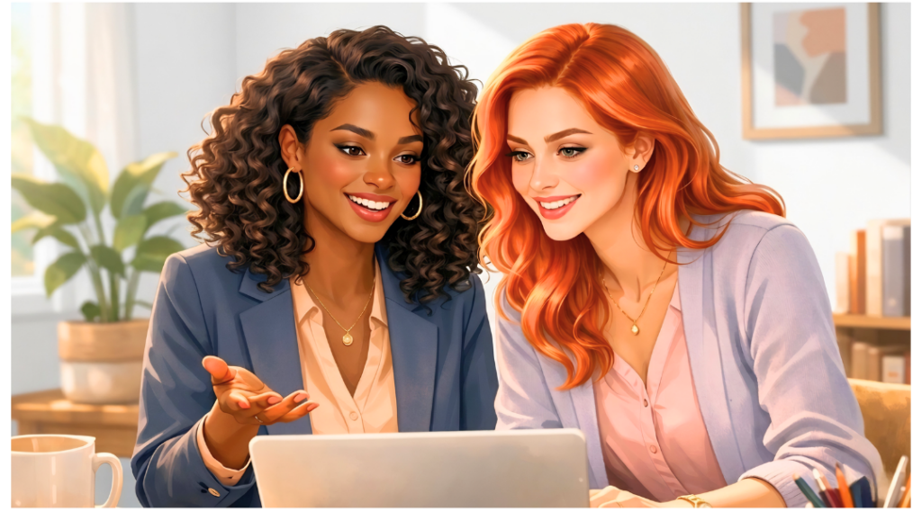 Collaboration inspirante entre collègues qui parlent de SEO