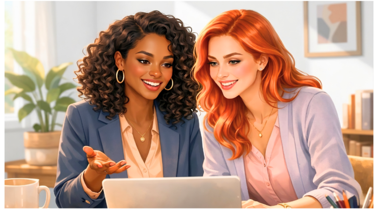 Collaboration inspirante entre collègues qui parlent de SEO