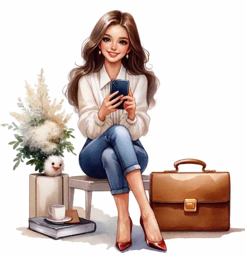 Illustration d'une femme nutritionniste inspirée à digitaliser avec la muse digitale.