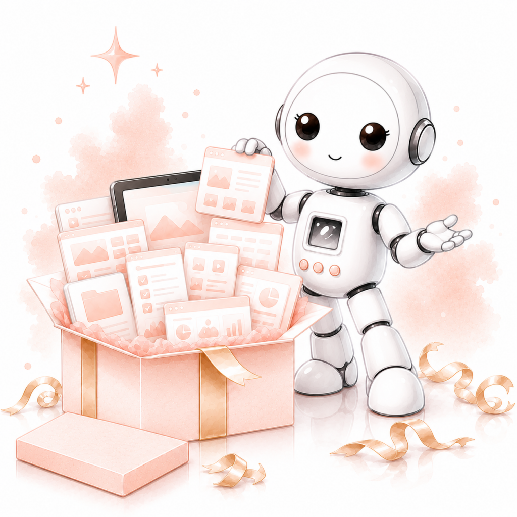 Illustration d'un robot ouvrant une boîte de ressources numériques