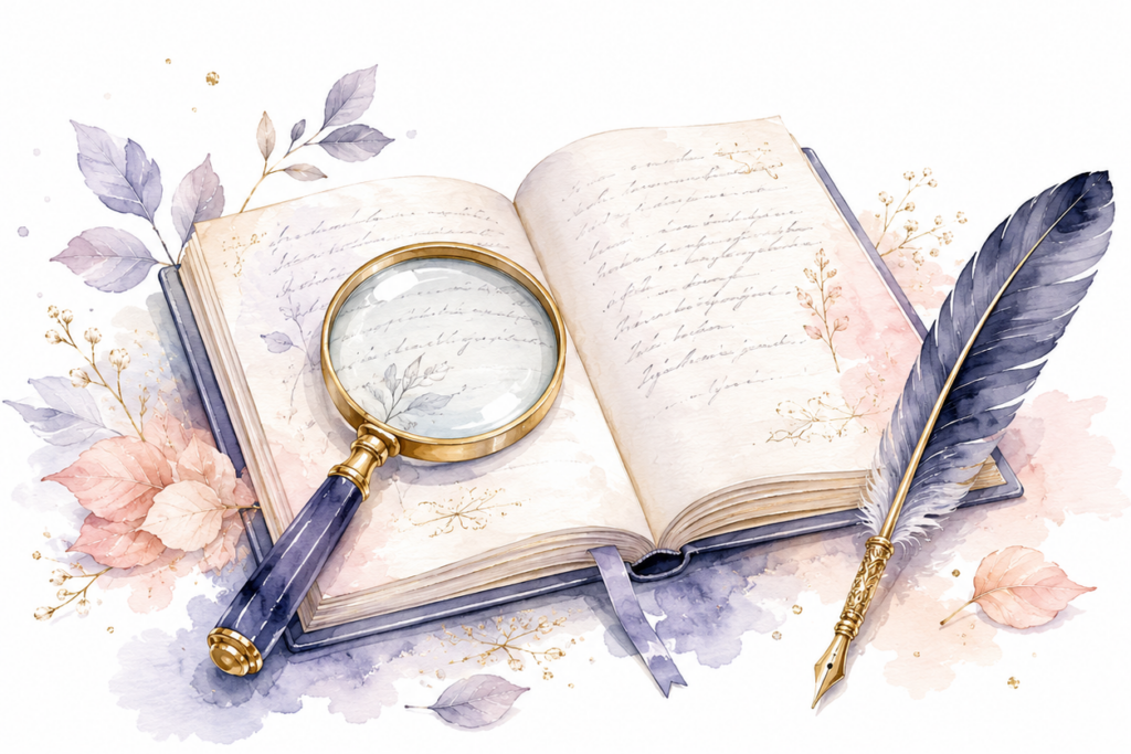 Illustration d'une loupe sur un cahier de notes Illustration d'une loupe sur un cahier de notes.