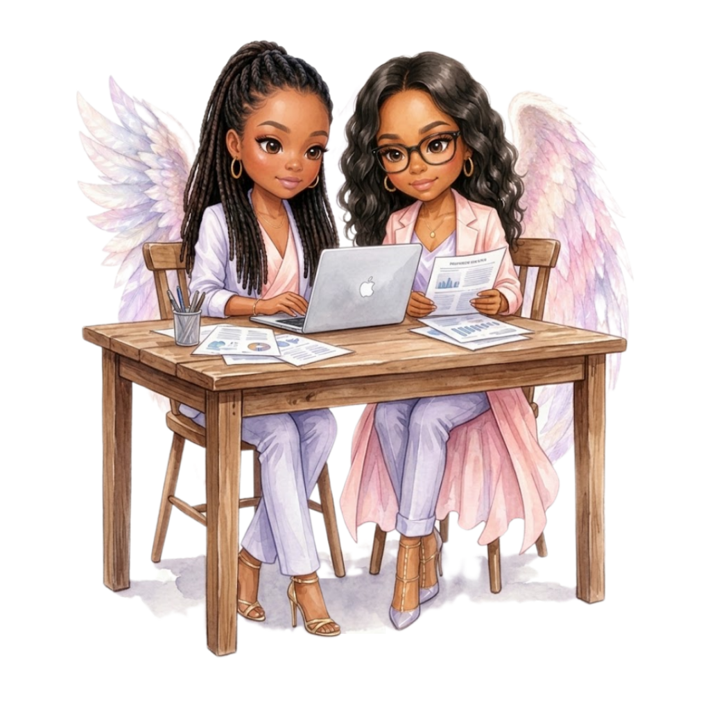 Les deux Anges digitales de KelleOse qui travaillent ensemble pour la page À propos.