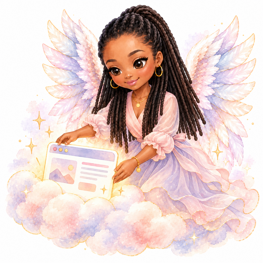 Une Ange Digitale plaçant une page web dans un nuage.
